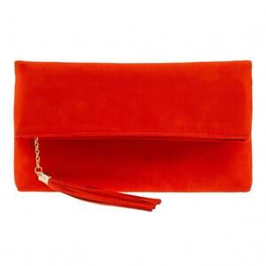NEW JNB women's eleanor faux micro suede foldover clutch in red